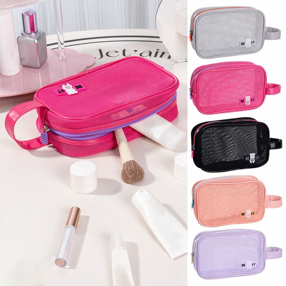 Cosmetic Bags - Robuste Kosmetiktasche aus Mesh mit Griff,